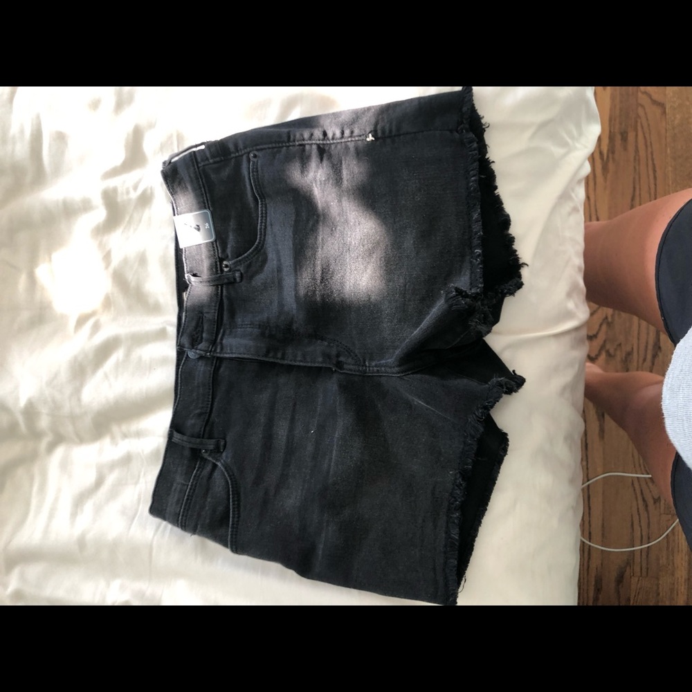High rise black jean shorts